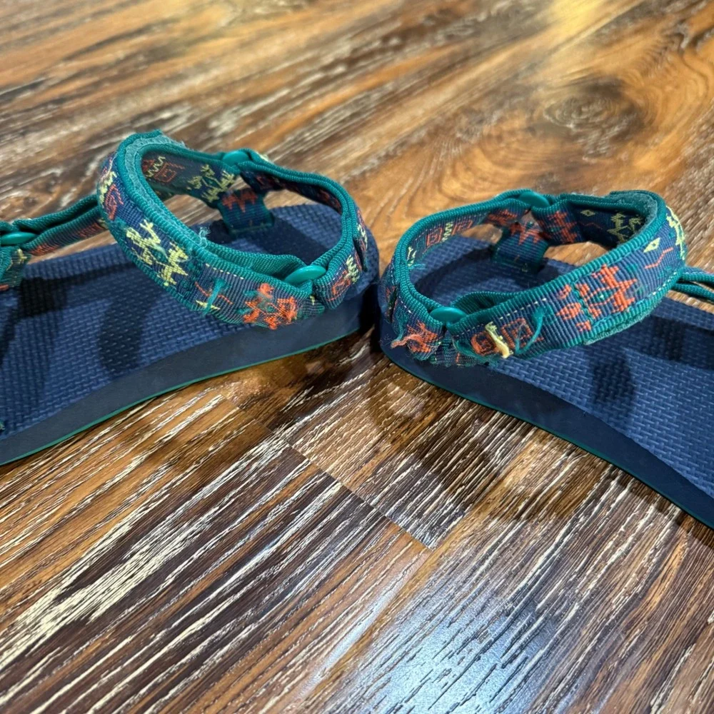 Teva Sie 1 Kids Sport Sandals Navy Green Geometric Boys Girls Shoes 1100383C